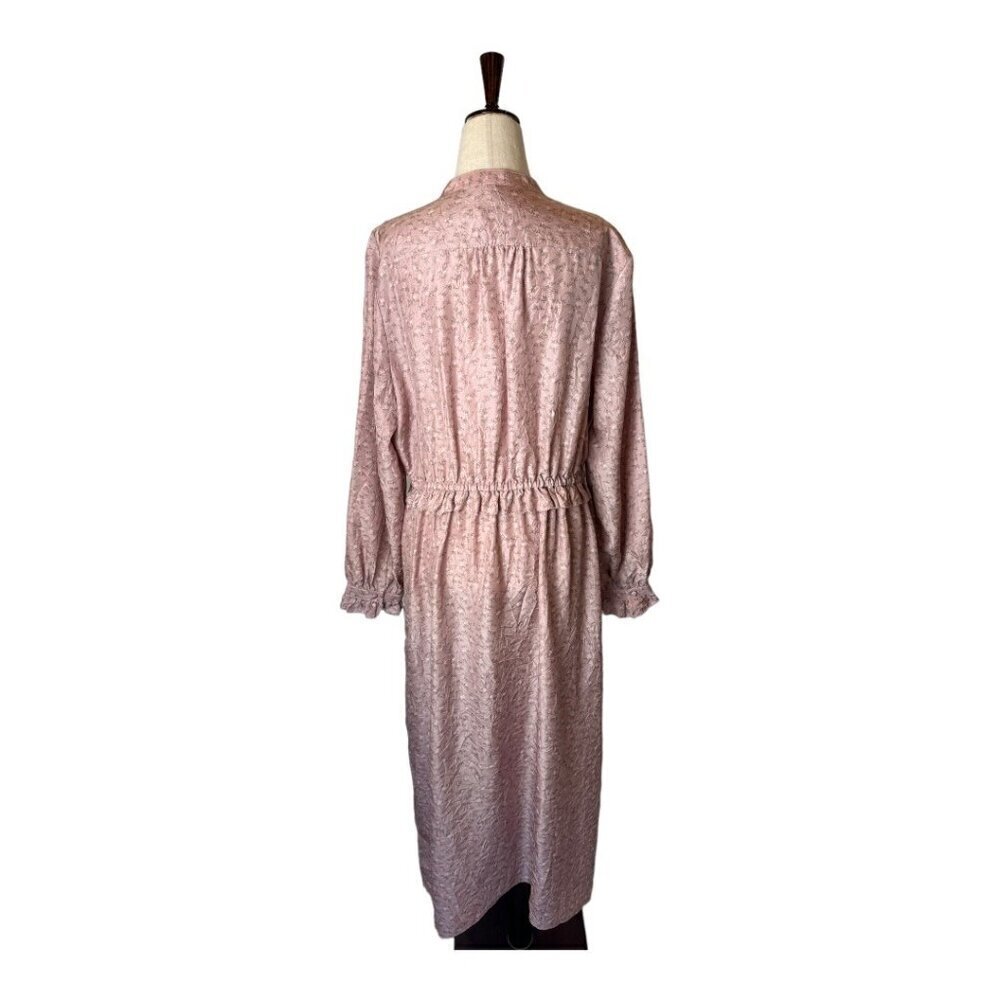 Coach Dress Women 10 Pink Silk Floral Ruffle Front Midi Boho Prairiecore Preppy - Picture 3 of 15